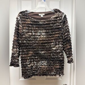 Coldwater Creek Ruffle Textured Long Sleeve Top Women’s 1X